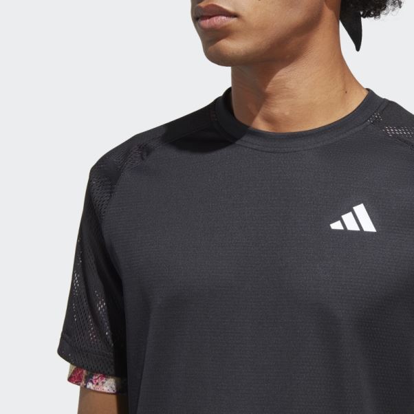 Melbourne Tennis Heat.rdy Raglan Tee Adidas Noir