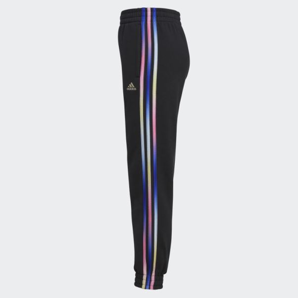 Adidas Pantalon De Jogging Noir En Polaire à Rayures Et à Imprimé Allover (taille Allongée)