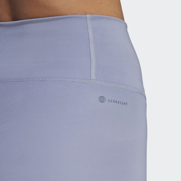 Legging 7/8 Taille Haute Adidas Violet Argent Optime Stash Pocket