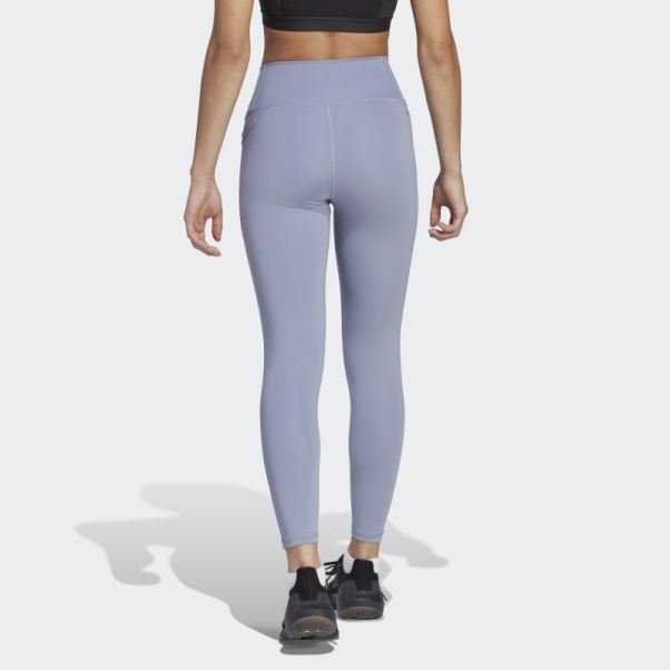Adidas Optime Stash Pocket Legging Taille Haute 7/8 Argent Violet