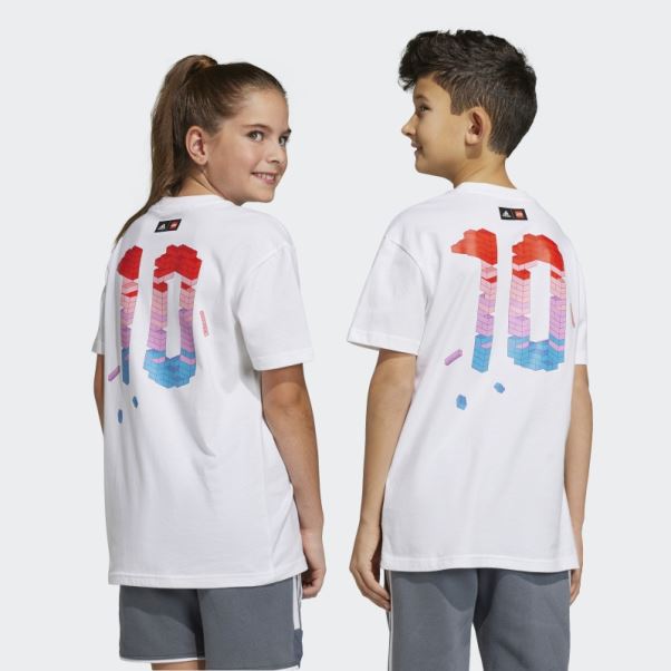 Adidas X Lego Soccer Numéro 10 Graphique Tee Blanc Chaud