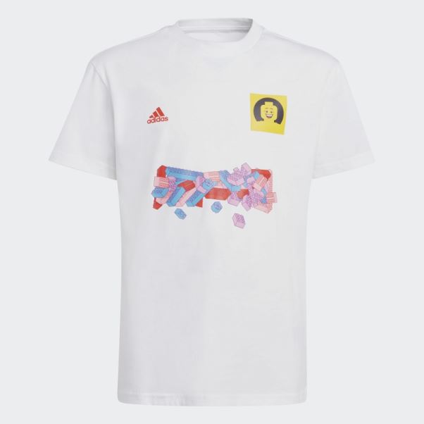 Adidas X Lego Soccer Numéro 10 Graphique Tee Blanc Chaud