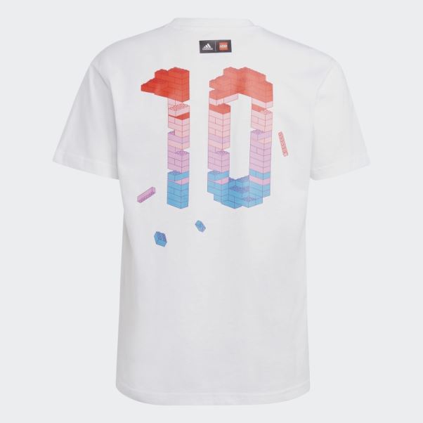 Adidas X Lego Soccer Numéro 10 Graphique Tee Blanc Chaud