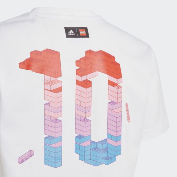 Adidas X Lego Soccer Numéro 10 Graphique Tee Blanc Chaud