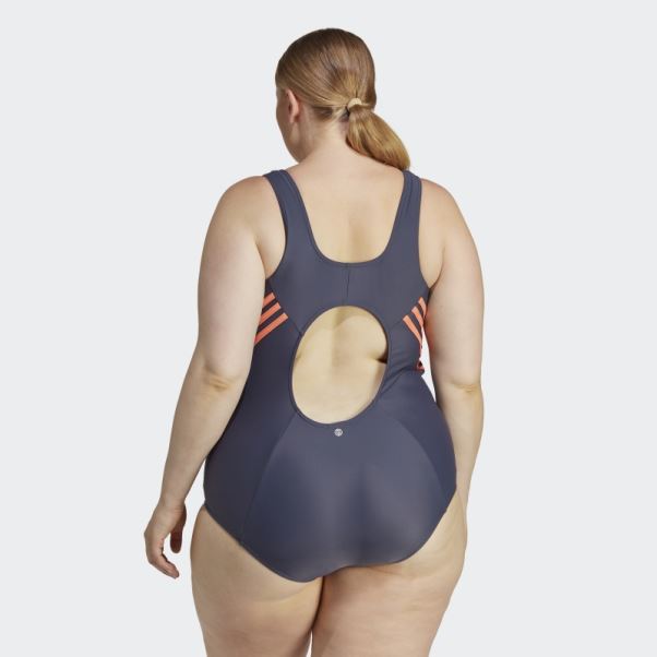 Maillot De Bain 3 Bandes (grande Taille) Bleu Marine Adidas