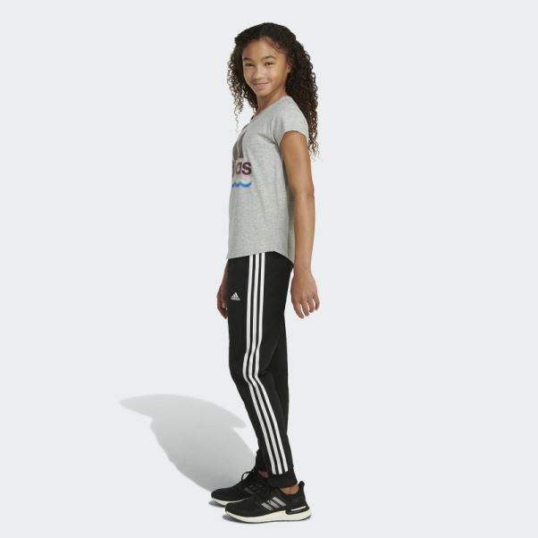 T-shirt Scoop Chiné à Manches Courtes Gris Moyen Adidas