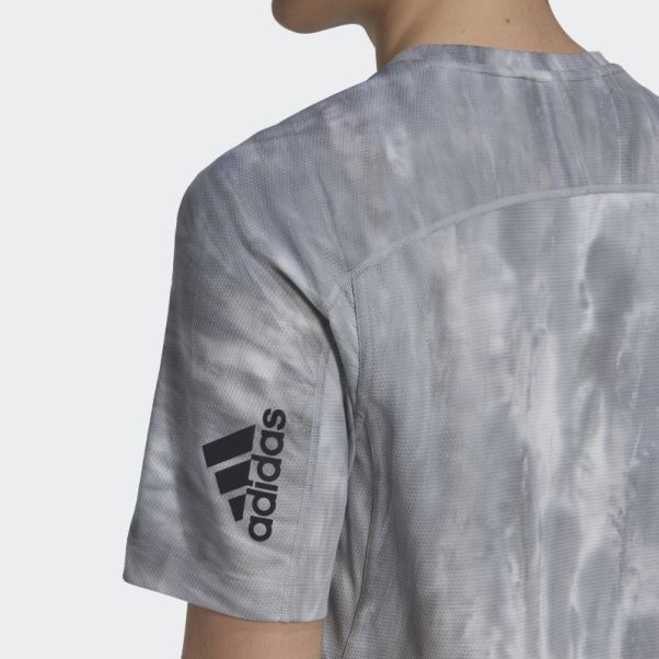 Adidas T-shirt Graphique Overspray Argenté