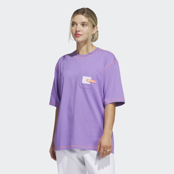 T-shirt à Poche Boyfriend Violet Sport Statement Adidas