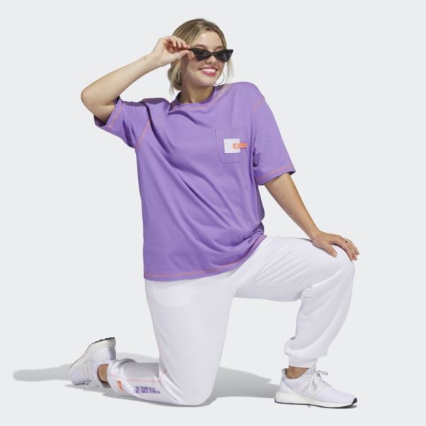 T-shirt à Poche Boyfriend Violet Sport Statement Adidas