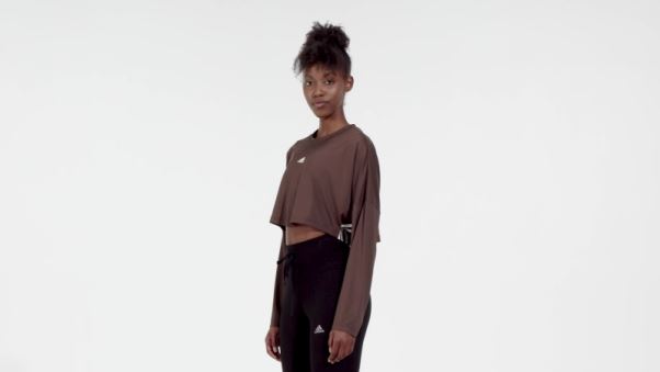 Sweat Oversize Léger Adidas Hyperglam Cut 3 Bandes Marron
