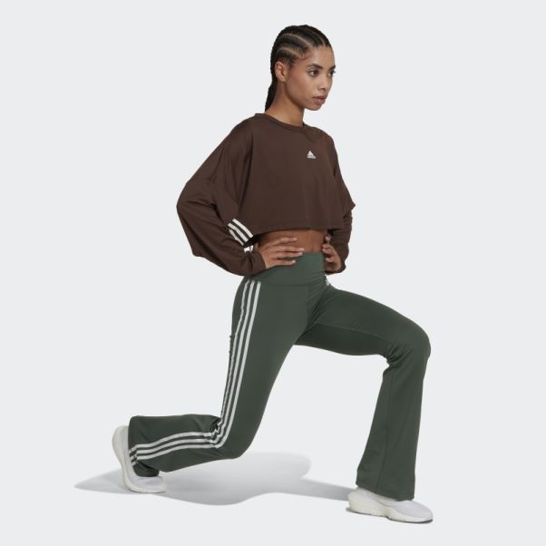 Sweat Oversize Léger Adidas Hyperglam Cut 3 Bandes Marron