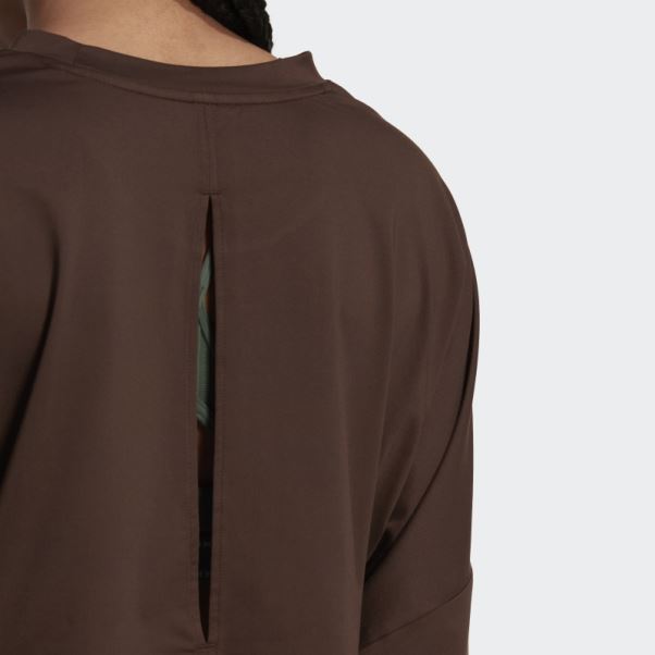 Sweat Oversize Léger Adidas Hyperglam Cut 3 Bandes Marron