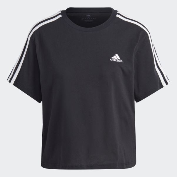 Crop Top Jersey Simple 3 Bandes Essentials Adidas Noir
