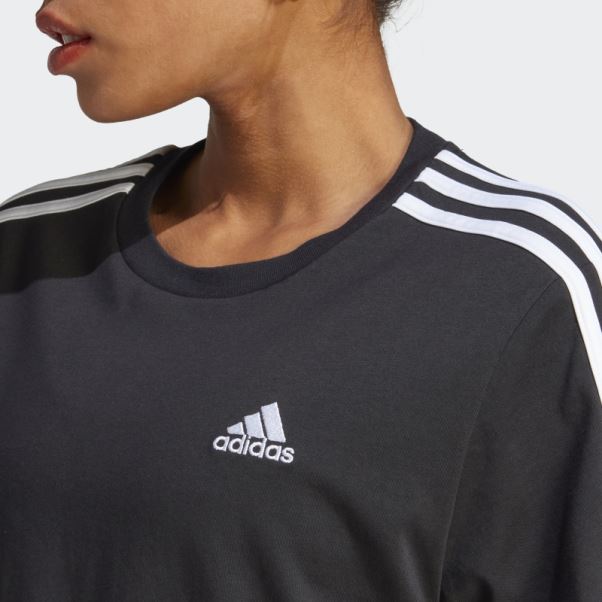 Crop Top Jersey Simple 3 Bandes Essentials Adidas Noir