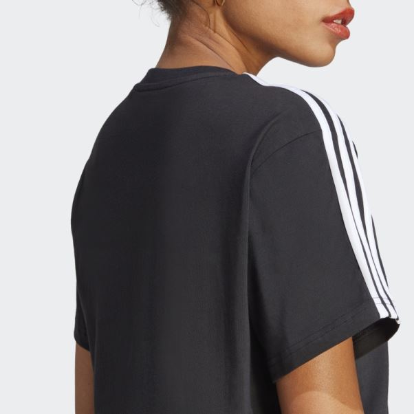 Crop Top Jersey Simple 3 Bandes Essentials Adidas Noir
