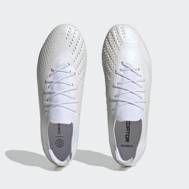 Adidas Predator Precision.1 Bottes Basses Pour Sol Ferme Blanc Fashion