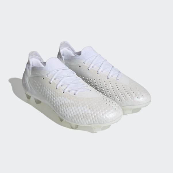 Adidas Predator Precision.1 Bottes Basses Pour Sol Ferme Blanc Fashion