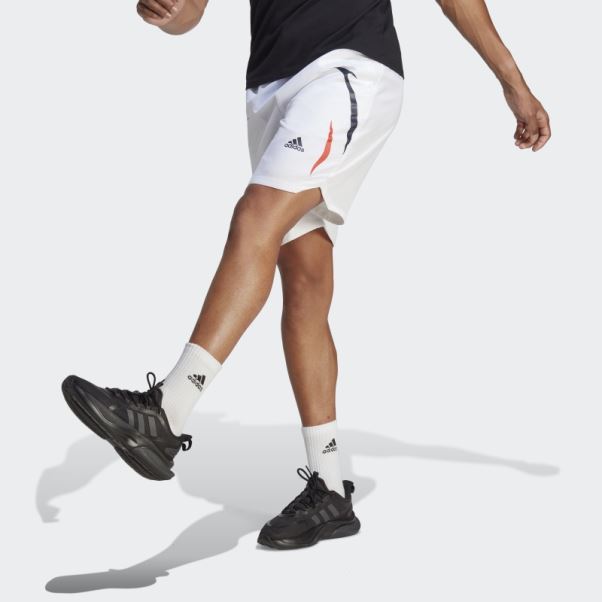 Short Tissé Color Block Adidas Blanc