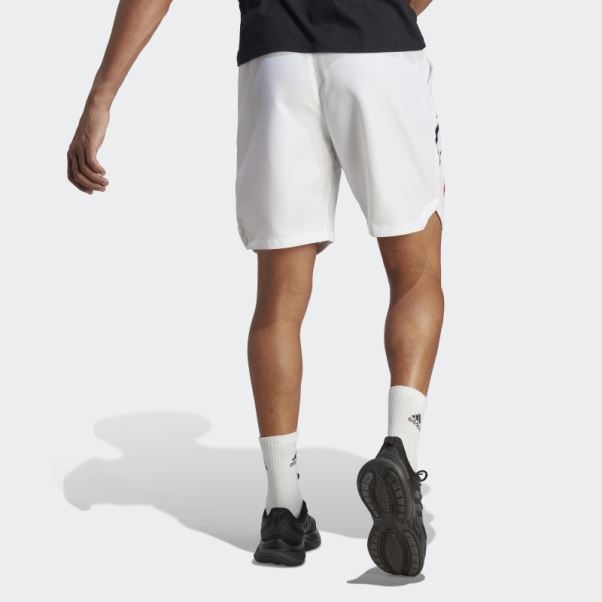 Short Tissé Color Block Adidas Blanc