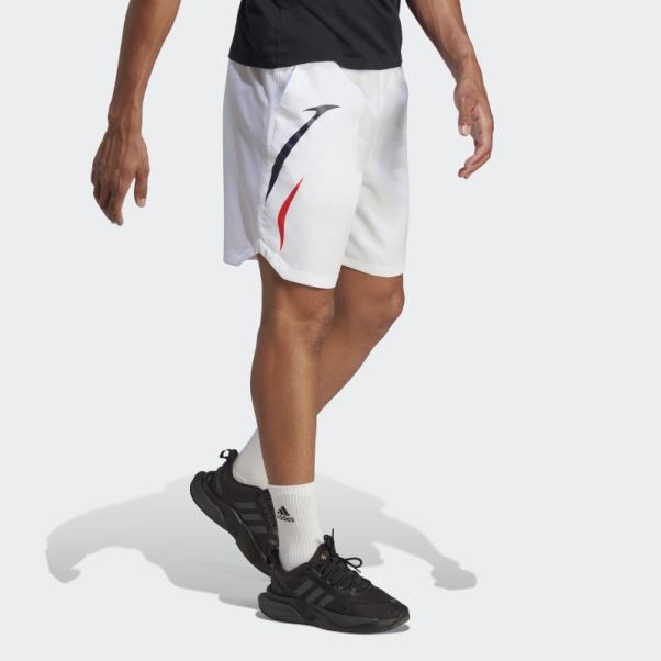 Short Tissé Color Block Adidas Blanc