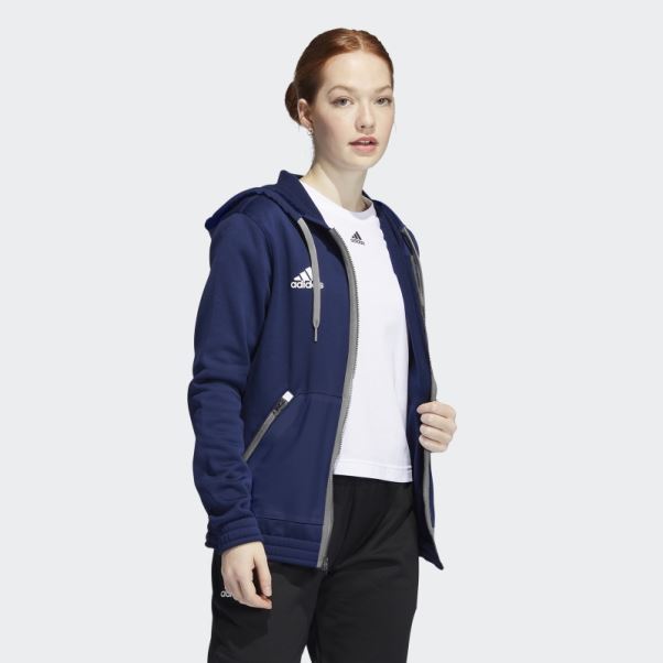 Sweat à Capuche Zippé Bleu Marine Adidas