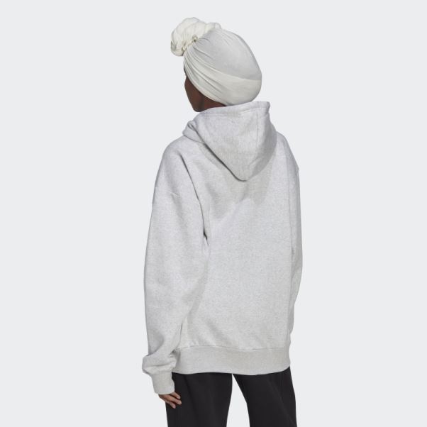 Sweat à Capuche Zippé Adidas Studio Lounge Fleece Gris Clair Chiné