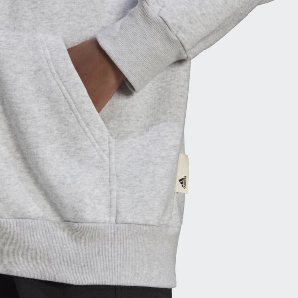 Sweat à Capuche Zippé Adidas Studio Lounge Fleece Gris Clair Chiné