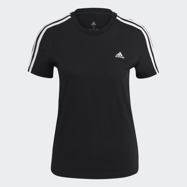 Adidas Essentials Slim 3-stripes T-shirt Noir élégant