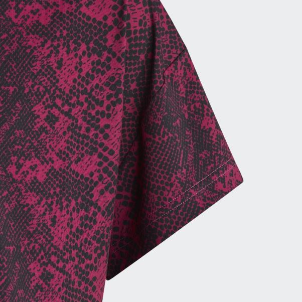 T-shirt Adidas Fushia Aeroready à Imprimé Animal
