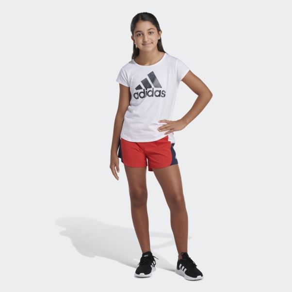 Short Tissé Adidas Color Block Rouge