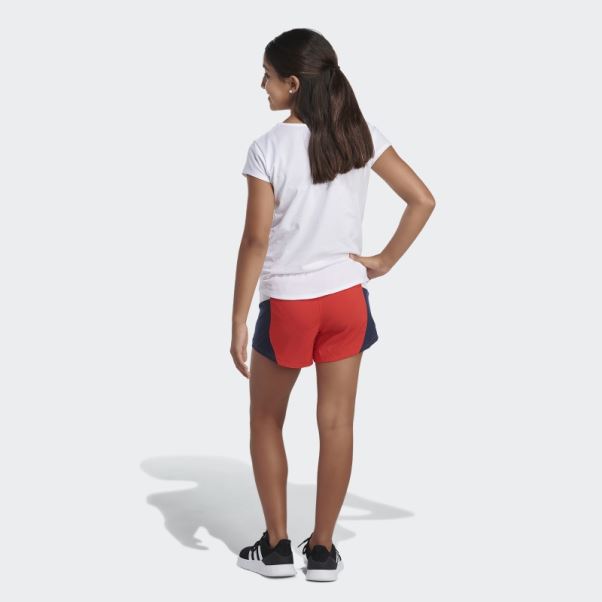 Short Tissé Adidas Color Block Rouge