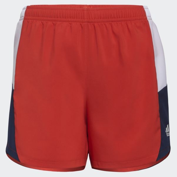 Short Tissé Adidas Color Block Rouge