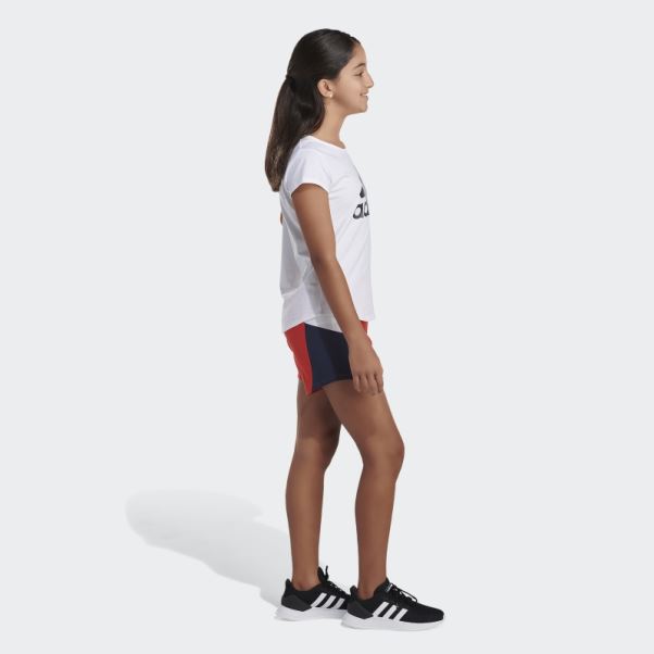 Short Tissé Adidas Color Block Rouge
