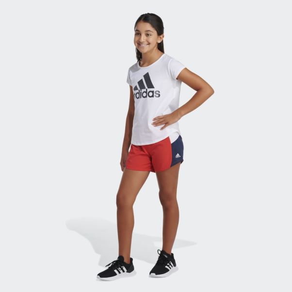 Short Tissé Adidas Color Block Rouge