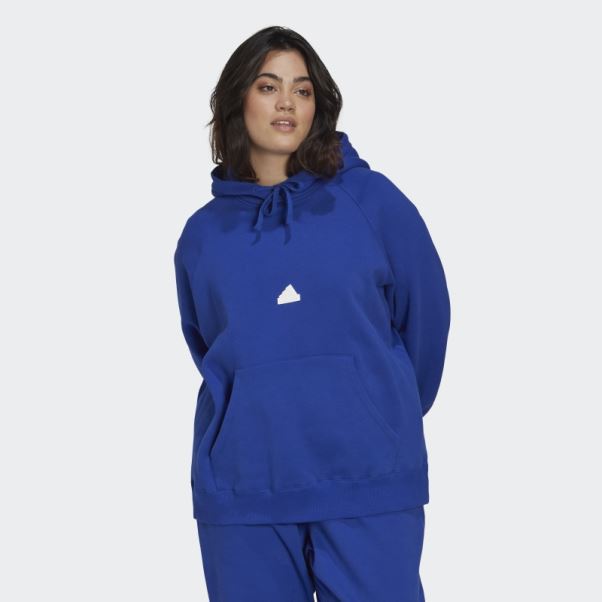 Sweat à Capuche Oversize Adidas Bleu (grande Taille)
