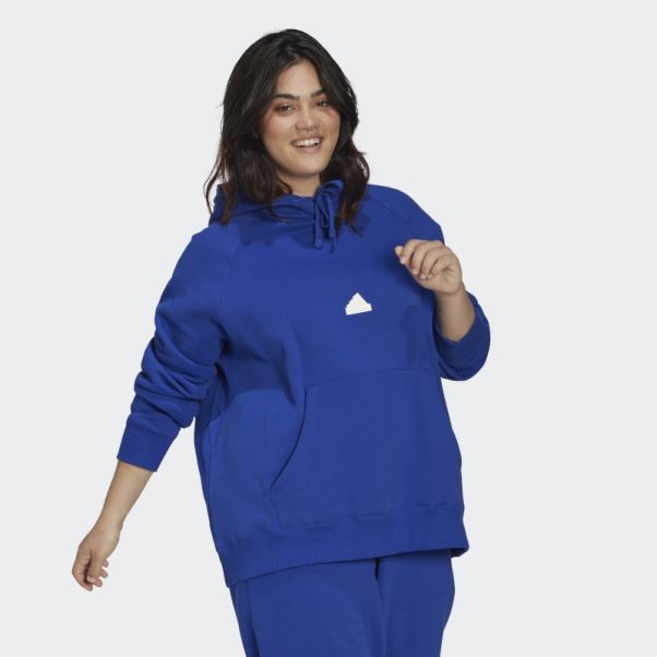 Sweat à Capuche Oversize Adidas Bleu (grande Taille)