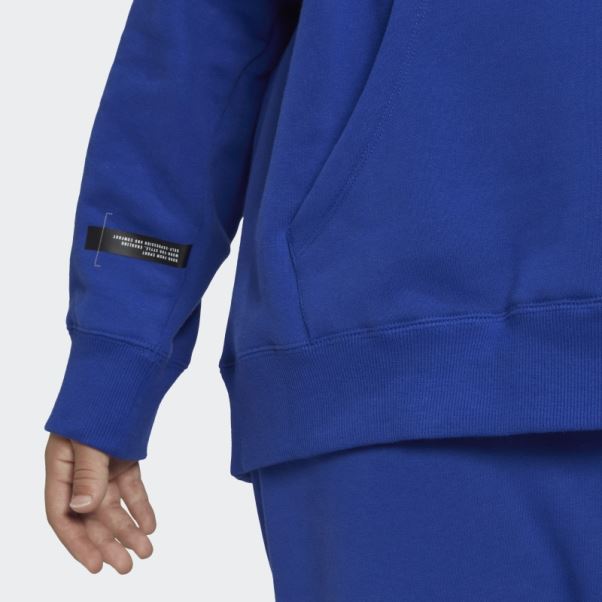 Sweat à Capuche Oversize Adidas Bleu (grande Taille)