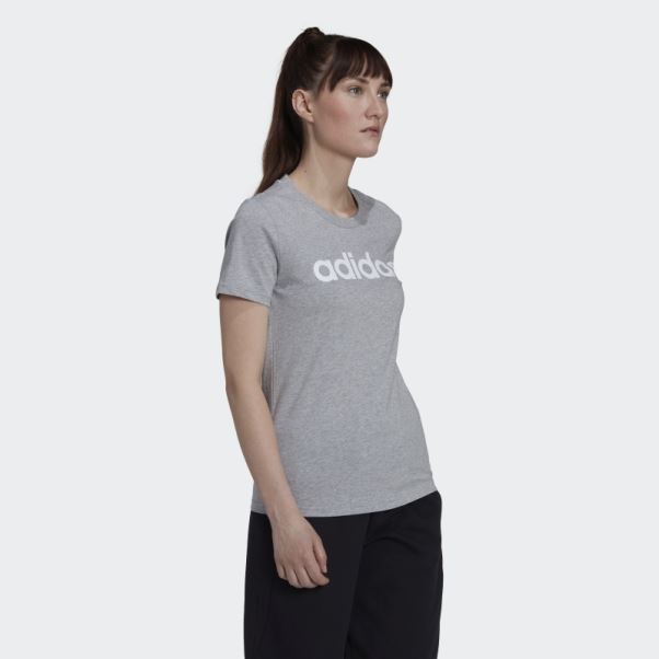 T-shirt Slim Logo Essentials Gris Moyen Adidas