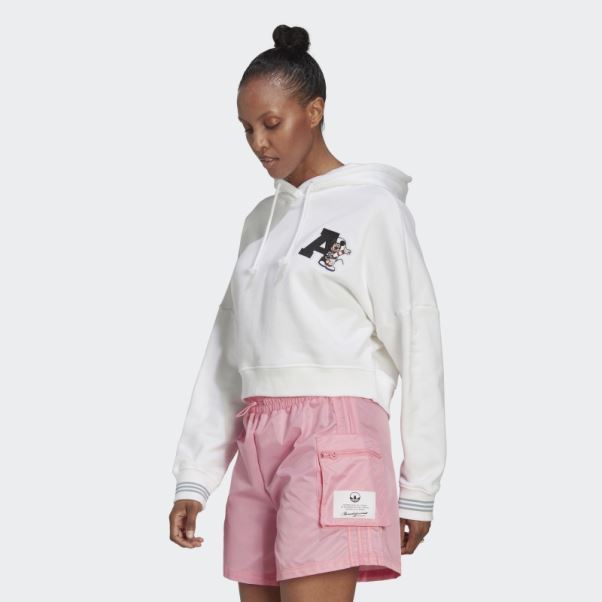 Sweat à Capuche Court Disney Adidas Blanc