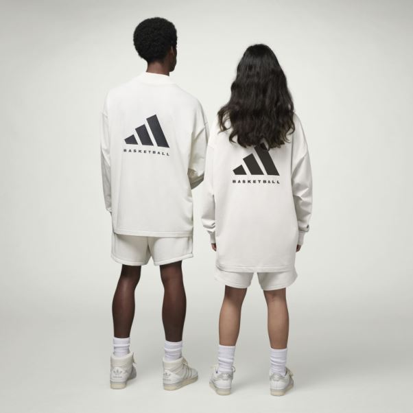 T-shirt Adidas Basketball Manches Longues Blanc