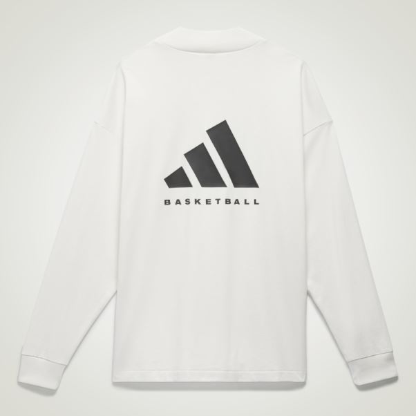 T-shirt Adidas Basketball Manches Longues Blanc