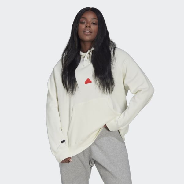 Adidas Sweat à Capuche Oversize (grande Taille) Blanc