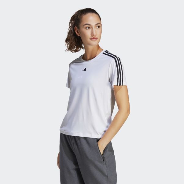 T-shirt Aeroready Train Essentials 3 Bandes Blanc Adidas