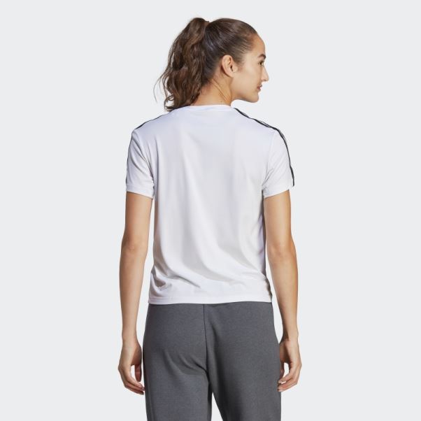 T-shirt Aeroready Train Essentials 3 Bandes Blanc Adidas