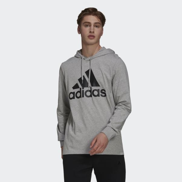 Adidas Sweat à Capuche Logo Essentials Gris Moyen
