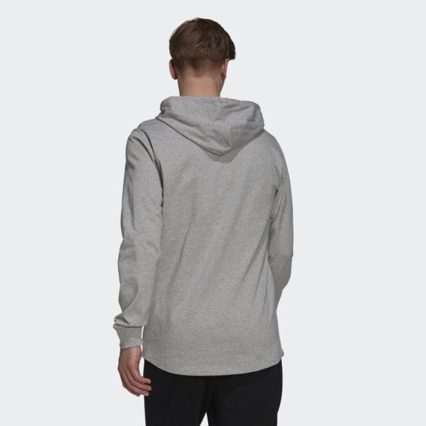 Adidas Sweat à Capuche Logo Essentials Gris Moyen
