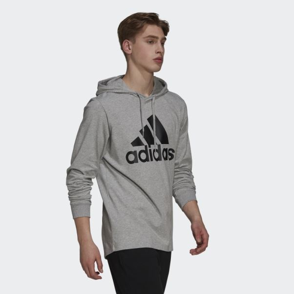 Adidas Sweat à Capuche Logo Essentials Gris Moyen