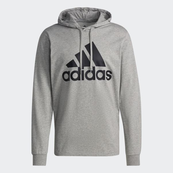 Adidas Sweat à Capuche Logo Essentials Gris Moyen