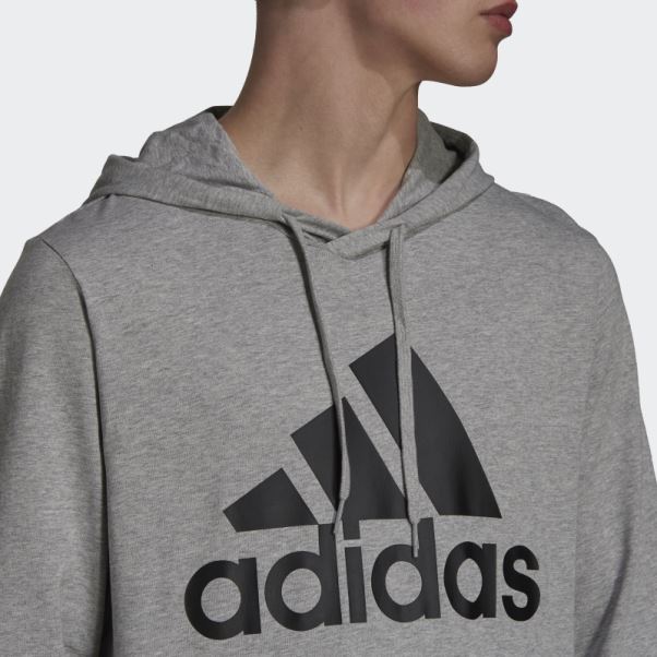 Adidas Sweat à Capuche Logo Essentials Gris Moyen