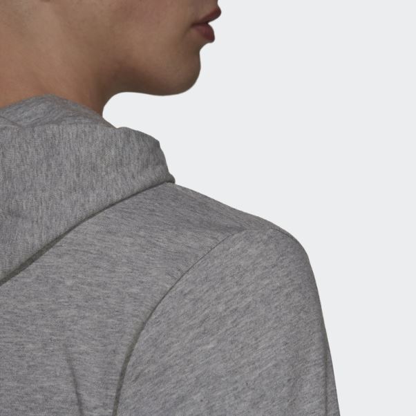 Adidas Sweat à Capuche Logo Essentials Gris Moyen